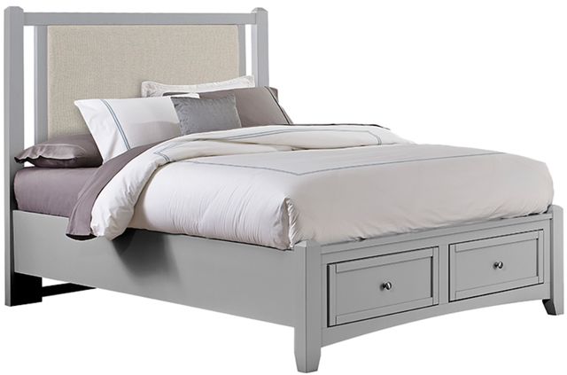 Vaughan-Bassett Bonanza Gray Queen Upholstered Panel Storage Bed-0