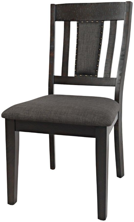 Jofran Inc. American Rustics Black/Brown Upholstered Slatback Dining Side Chair-3