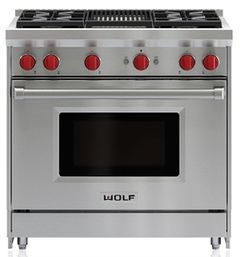 Wolf® 36" Stainless Steel Pro Style Natural Gas Range