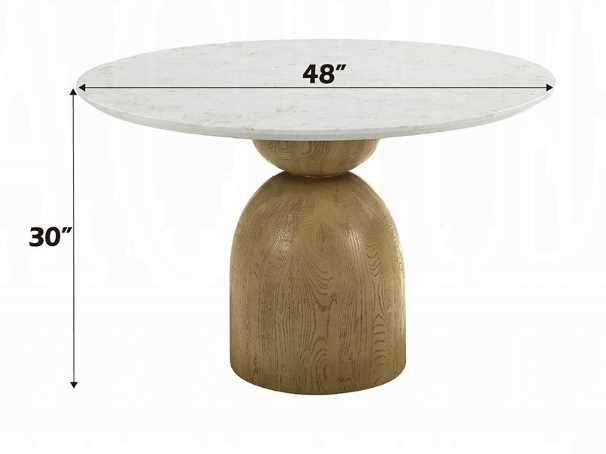 ACME Furniture Kala White Round Dining Table with Oak Base-2