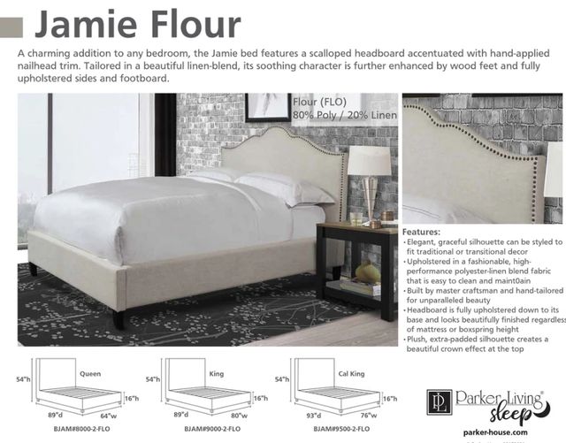 Parker House® Jamie Flour King Upholstered Panel Bed-3