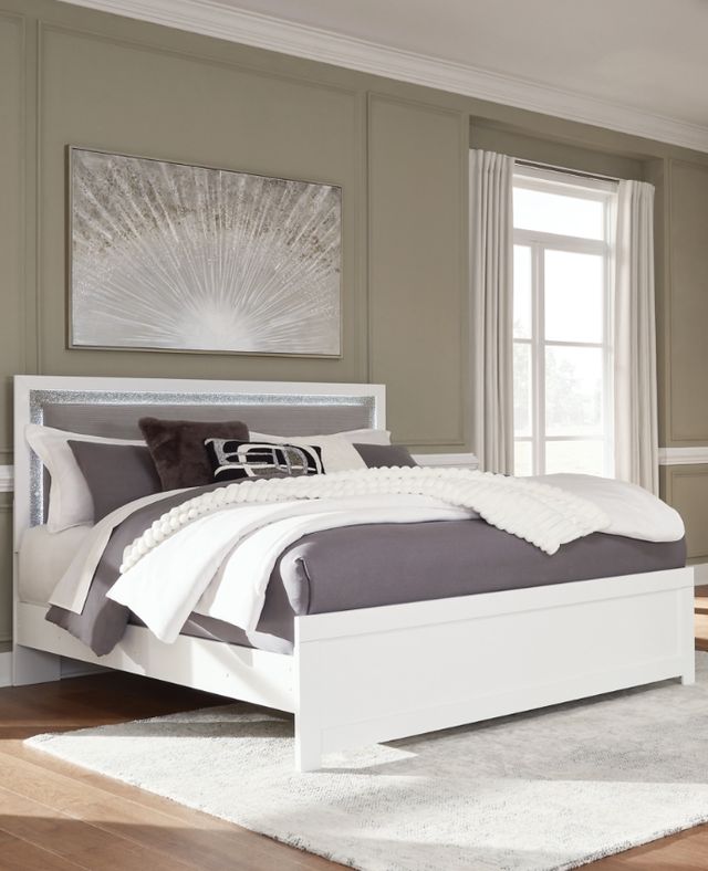 Signature Design by Ashley® Raechalla Gray/White King Upholstered Panel Bed-1