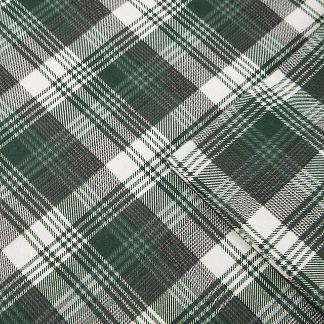 Olliix by Woolrich Green Plaid Queen Flannel Cotton Sheet Set-1