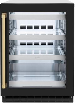 ZLINE Touchstone Autograph Edition 5.2 Cu. Ft. Stainless Steel Beverage Center with Black Matte Glass Door and Champagne Bronze Handle