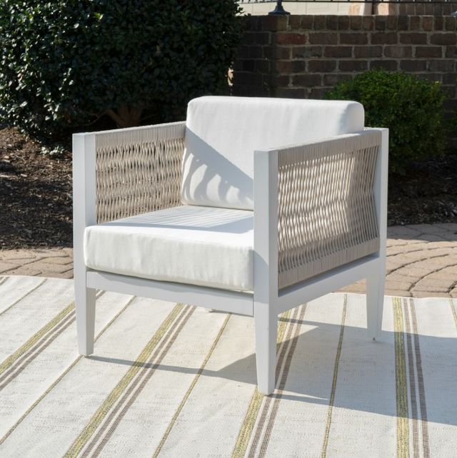 Linon Calabash White Aluminum/Fabric Outdoor Side Chair-1