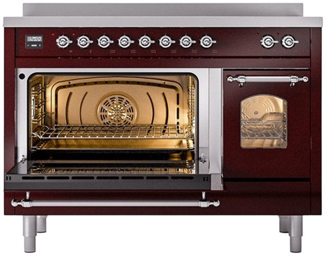 Ilve® Nostalgie II Series 48" Burgundy Pro Style Induction Range-2
