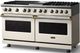 Viking® 5 Series 60" Pure White Pro Style Dual Fuel (NG) Range with Brushed Brass Trim-2