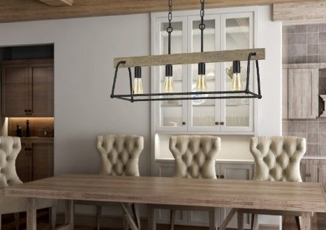 Cal® Lighting & Accessories Lockport Black/Taupe Island Chandelier-1