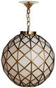 Currey & Company Polyhedron Antique Brass/White Small Pendant-0