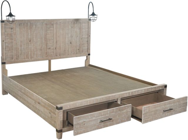 aspenhome® Foundry Weathered Stone King Panel Storage Bed-1