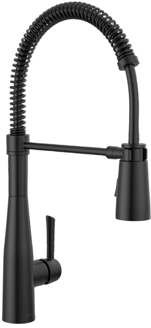 Delta Essa® Matte Black Single Handle Pull-Down Spring Kitchen Faucet-0