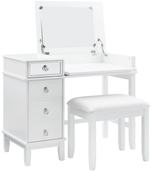 Linon Eva 2-Piece White Gloss Vanity Set-0