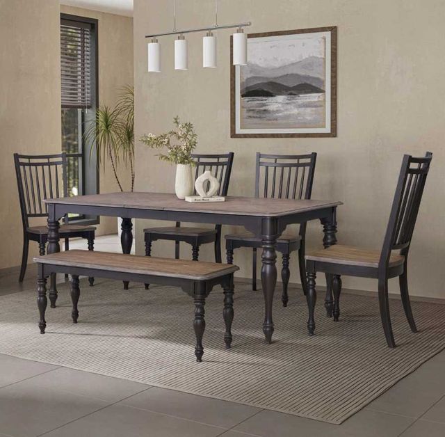 Liberty Furniture Magnolia Manor Opt 6-Piece Antique Black/Weathered Bark Dining Table Set-1