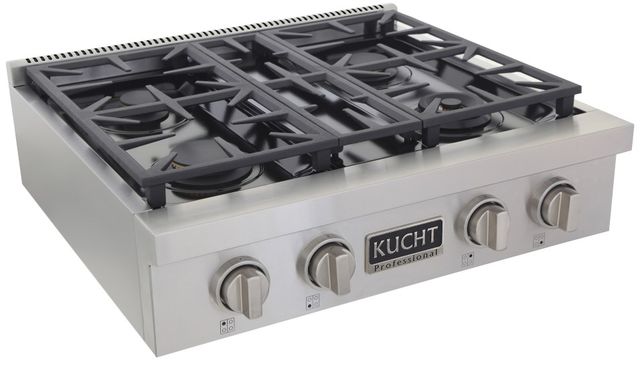 Kucht Professional KFX Series 30" Stainless Steel Natural Gas Range Top with Classic Silver Knobs-2