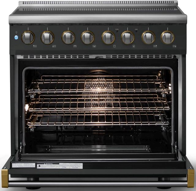 Viking® 5 Series 36" Antique Bronze Pro Style Induction Range with Brushed Brass Trim-1
