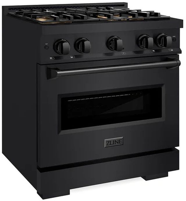 ZLINE 30" 4.2 cu. ft. Dual Fuel Range with 4 Burner DuoPro™ Cooktop and Electric Convection Oven in Black Stainless Steel-2
