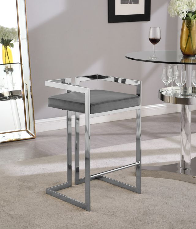 Meridian Furniture Ezra Gray Velvet Counter Stool-3