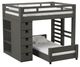 Elements International Cali Kids Grey Twin Over Twin Bookcase Loft Bed-0