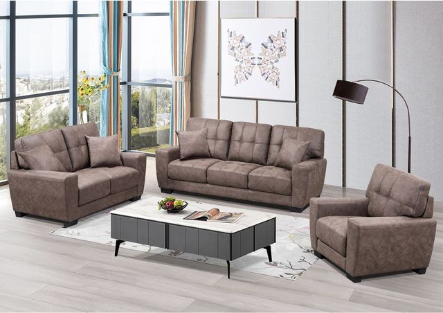 Mazin Furniture Misha Brown Leather Sofa-2