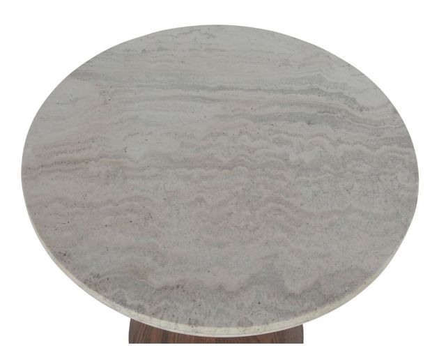 Home Trends & Design Vista White Travertine Side Table with Light Oak Base-1