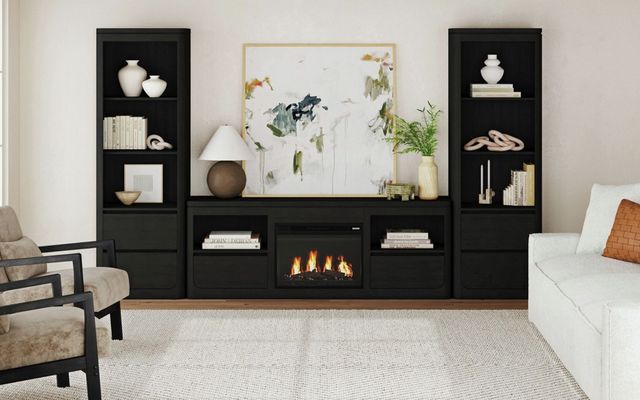 Elements International Rosalie Black 71" TV Console without Fireplace Insert-1