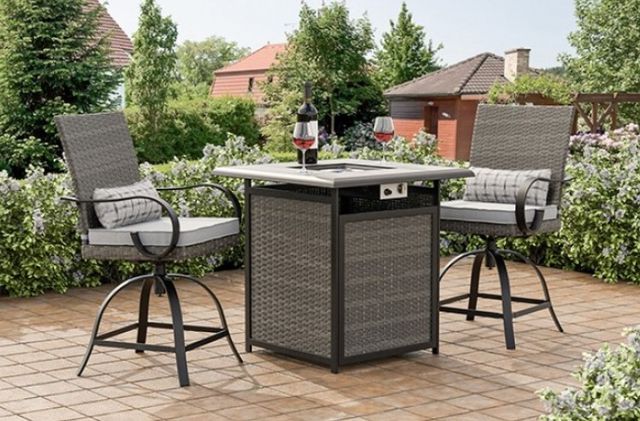 Furniture of America® Arosa 3-Piece Black/Gray Metal/Rattan Outdoor Patio Set-2