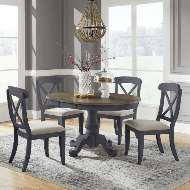 Liberty Furniture Ocean Isle 5-Piece Slate/Weathered Pine Pedestal Table Set-1