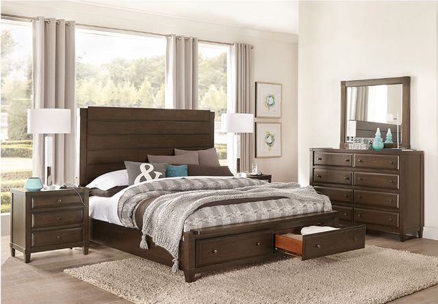 aspenhome® Easton Burnt Umber Queen Panel Storage Bed-3