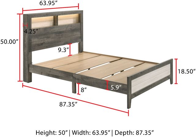 Crown Mark Rhett Gray/White Queen Panel Bed-2