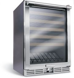 4 Inch Under-Counter Wine Cooler with 48-Bottle Capacity, Maple-Trimmed Slide-Out Racks & Adjustable Temperature Range: Stainless Steel