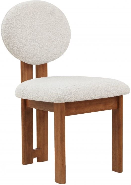 Meridian Furniture Napa Cream/Walnut Boucle Upholstered Dining Chair-0