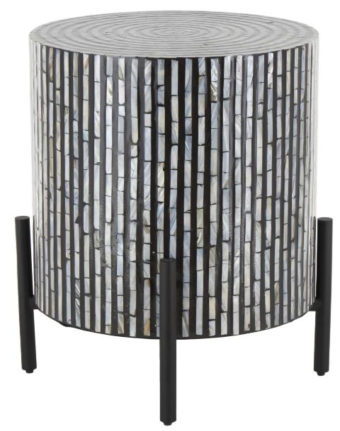Deco Marche Silver Accent Table with Black Base-1