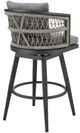 Armen Living Zella Black/Gray Aluminum/Fabric Outdoor Swivel Bar Stool-2