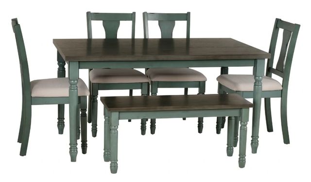 Powell® Willow 6-Piece Beige/Dark Gray/Teal Dining Table Set-0