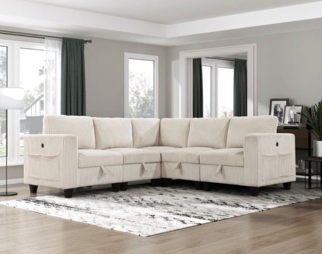 Homelegance® Walterboro 5-Piece Beige L-Shape Sectional with Storage-1