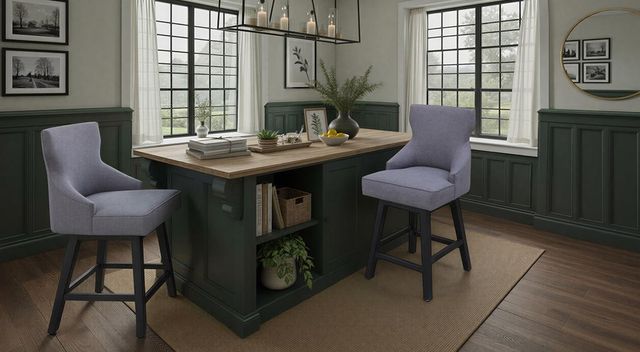 Nest Home Collections Lacey Barbury Stone/Black Swivel Counter Stool-1