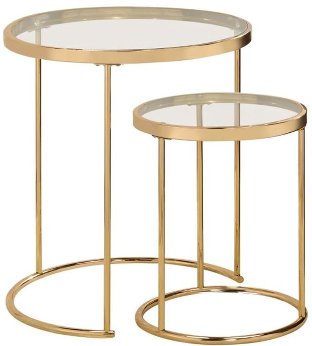 Coaster® Maylin 2-Piece Glass Top Nesting Tables with Gold Frames-0