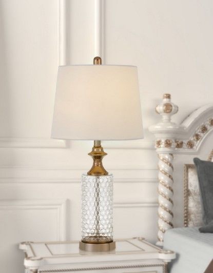 Cal® Lighting & Accessories Breda 2-Piece White Glass Table Lamp Set-2