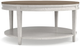 Bassett® Furniture Bella Warm Gray Round Cocktail Table with Aged Whitestone Base-0
