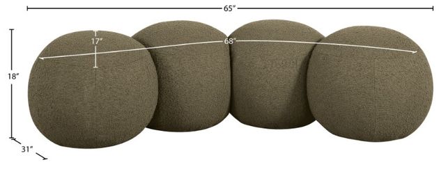 Meridian Furniture Apollo Olive 65" Boucle Fabric Upholstered Bench-4