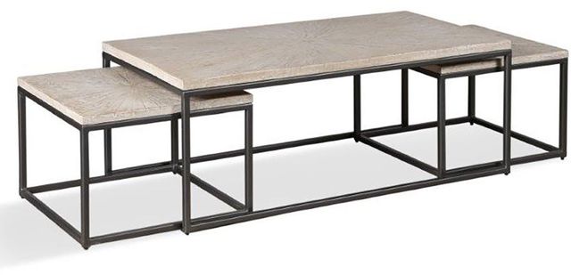 Parker House® Crossings Monaco Weathered Blanc Nesting Cocktail Nesting Tables with Black Metal Frame-0