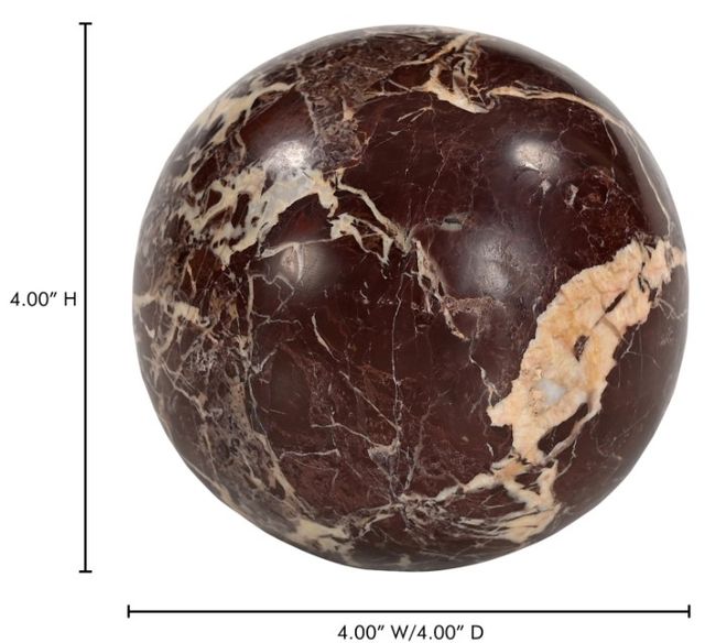 Moe's Home Collection Odessa Red Sphere Levanto Marble Tabletop Accent-3