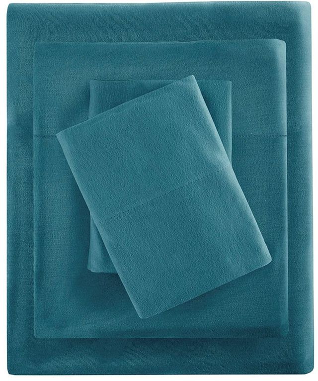 Olliix by Intelligent Design Teal King Cotton Blend Jersey Knit All Season Sheet Set-0