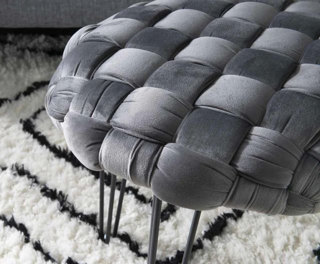Powell® Scarlet Gray Round Ottoman Stool-4