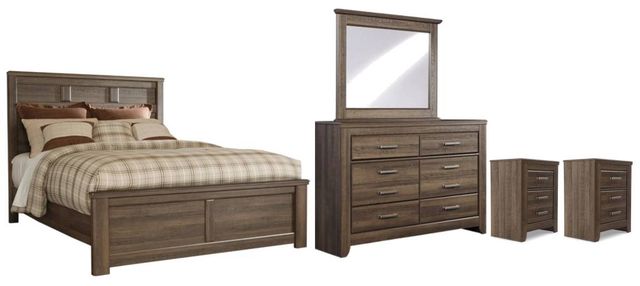 Signature Design by Ashley® Juararo 5-Piece Dark Brown King Panel Bed Set-0