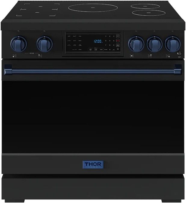 Thor Kitchen® Gordon Ramsay Collection 36" Black Pro Style Induction Range with Tilt Panel Touch Control and Blue Trim-0