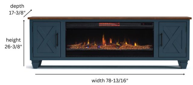 Legends Home Real Cozy Liberty Blue Denim/Whiskey 78" Fireplace Console-2