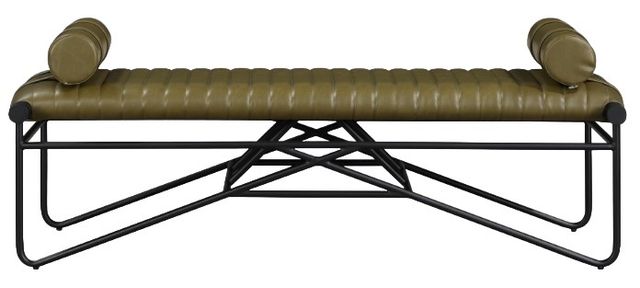 Meridian Furniture Gatsby Olive/Matte Black Vegan Leather Bench-1