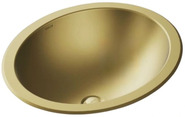 Kohler Bachata® Vibrant Brushed Moderne Brass 20" Oval Drop-In/Undermount Bathroom Sink, No Overflow-0