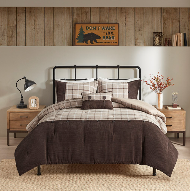 Olliix by Urban Habitat Anaheim 4 Piece Tan/Brown Full/Queen Plaid Comforter Set-4